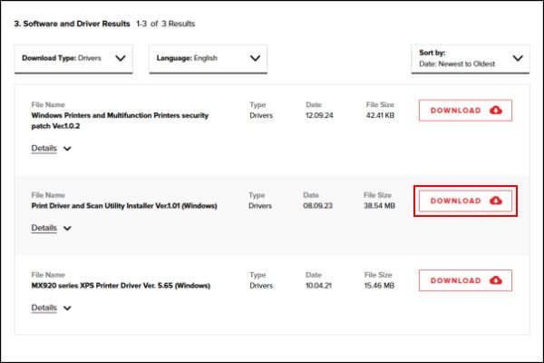 Canon Support Website
